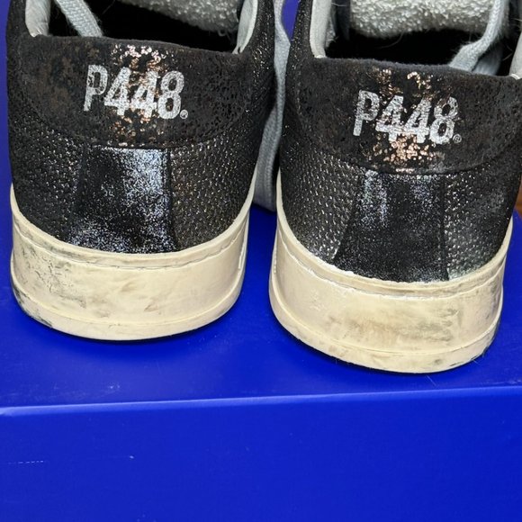 PP48 Jack Fujy Low Top Black Suede & Metallic "Hand -Distressed"Size 8 - Picture 7 of 16